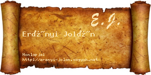 Erényi Jolán névjegykártya